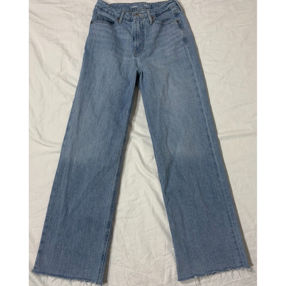 Old Navy Womens Wide-Leg Jeans Blue Denim Secret-Smooth Pocket Extra High-Rise 4